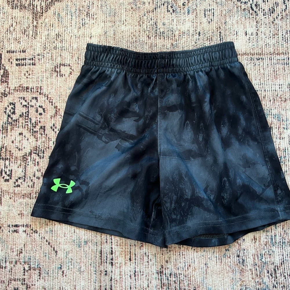 Under Armour Black and Green Kids Shorts